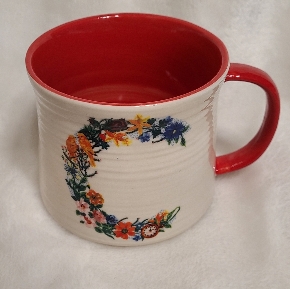 Anthro Initial C Floral Mug